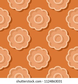 Seamless floral background. Orange 3d pattern. Vector illustration