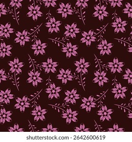 Seamless floral background. Ornamental pattern with flowers and leaves.
