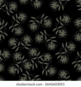 Seamless floral background. Ornamental pattern with flowers and leaves.
