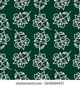 Seamless floral background. Ornamental pattern with flowers and leaves.
