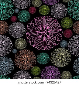 Seamless floral background over dark, vector