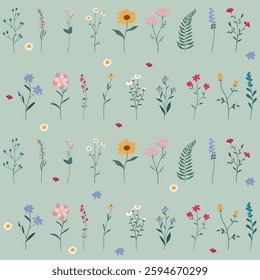 Seamless floral background, pattern. Abstract floral seamless patterns. Modern abstract design for paper, cover, fabric and other purposes. Vector illustration