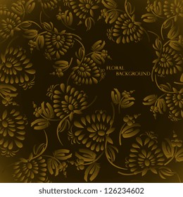 Seamless floral background pattern with gold flowers