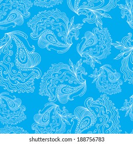 Seamless floral background pattern. Hand - drawn elements, ornament, nature theme. Vector illustration