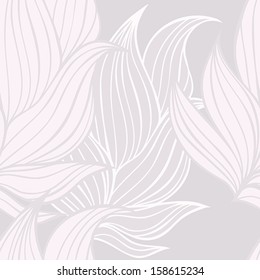 Seamless floral background pattern in pastel pink, gray vintage color. Nature theme,leaves, hand - drawn abstract elements. Template for textile,paper, greeting card, postcard design.