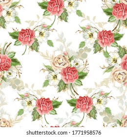 El fondo floral sin remedio. Patrón sin foco con rosas en estilo vintage. Ilustración vectorial.
