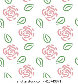 Seamless floral background pattern. Roses and leaves