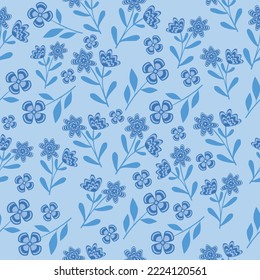 patrón de fondo floral sin soldadura.fondo cian Patrón floral de tema azul.decorativo,estilo chino,flores simples,textil,Diseño floral geométrico geométrico azul de fondo monocromo.