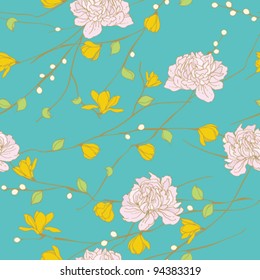Seamless floral background. Peony pattern
