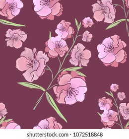 Seamless floral background. pink flowers. Vector