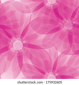 Seamless floral background with pink flowers, vector illustration