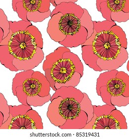 seamless floral background with poppy