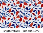 Seamless floral background with rosehips. Hand-drawn vector Illustration