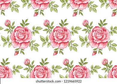 Seamless floral background with roses. Vector illustration with beautiful flowers
