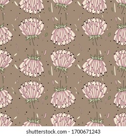 Nahtloser floraler Hintergrund. Stilvolle abstrakte Blumen. Tapete, Papier, Druck, Stoffdesign, Verpackung. Vektorillustration.