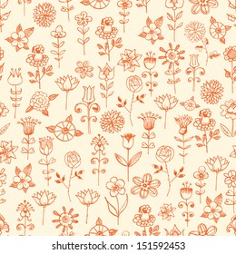 Seamless floral background. Texture with flowers. Can be used for wallpaper, pattern fills, textile, web page background, surface textures. 