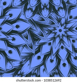 Seamless floral background. Tracery handmade nature ethnic fabric backdrop pattern with flowers. Textile design texture. Decorative color art. Vector