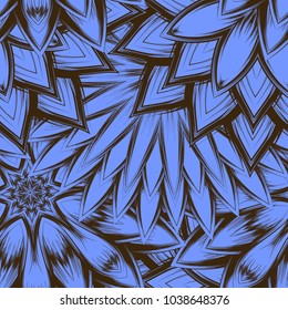 Seamless floral background. Tracery handmade nature ethnic fabric backdrop pattern with flowers. Textile design texture. Decorative color art. Vector
