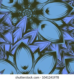 Seamless floral background. Tracery handmade nature ethnic fabric backdrop pattern with flowers. Textile design texture. Decorative color art. Vector