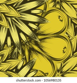 Seamless floral background. Tracery handmade nature ethnic fabric backdrop pattern with flowers. Textile design texture. Decorative color art. Vector