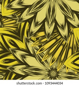 Seamless floral background. Tracery handmade nature ethnic fabric backdrop pattern with flowers. Textile design texture. Decorative color art. Vector