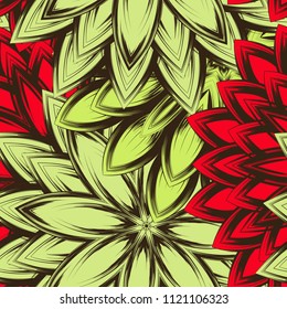 Seamless floral background. Tracery handmade nature ethnic fabric backdrop pattern with flowers. Textile design texture. Decorative color art. Vector