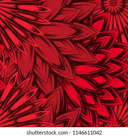 Seamless floral background. Tracery handmade nature ethnic fabric backdrop pattern with flowers. Textile design texture. Decorative color art. Vector