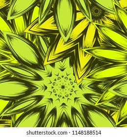 Seamless floral background. Tracery handmade nature ethnic fabric backdrop pattern with flowers. Textile design texture. Decorative color art. Vector