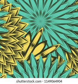 Seamless floral background. Tracery handmade nature ethnic fabric backdrop pattern with flowers. Textile design texture. Decorative color art. Vector