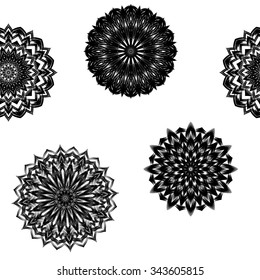 Seamless floral background. Tracery handmade nature ethnic fabric backdrop pattern with flowers. Textile design texture. Decorative binary art. Vector. 