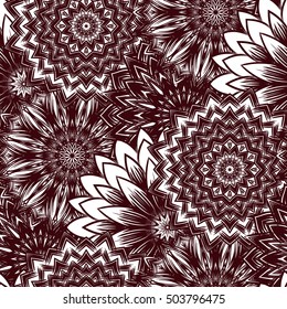Seamless floral background. Tracery handmade nature backdrop pattern with flowers. 