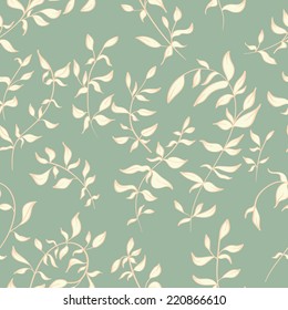 Seamless floral background with tree leaves. Vector illustration.