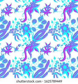 Seamless Floral Background. Trendy Asian Rapport.