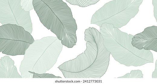 Seamless floral background with tropic exotic golden leaves. Romantic pattern template for wall decor, wallpaper, wedding invitations, ceremonies, cards. Vector illustration.