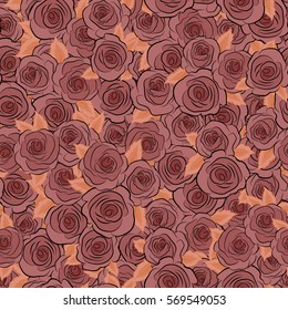 Seamless floral background. Tropical colorful seamless pattern. Isolated beautiful flowers drawn watercolor in red colors. Vector illustration.