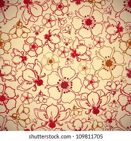 Seamless floral background, vector.