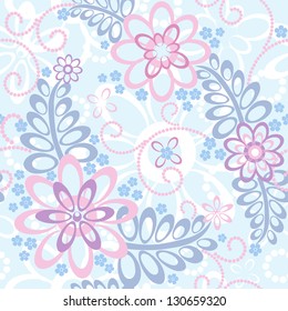 Seamless floral background. Vector colorful pattern. Ornamented with flowers.