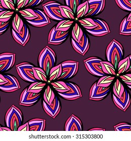 Seamless floral background. Vector multicolored flowers. Seamless vector pattern