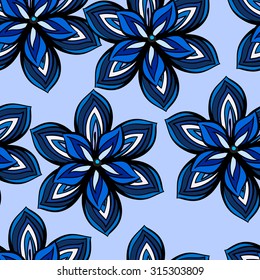 Seamless floral background. Vector multicolored flowers. Seamless vector pattern