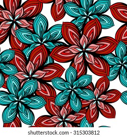 Seamless floral background. Vector multicolored flowers. Seamless vector pattern