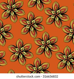 Seamless floral background. Vector multicolored flowers. Seamless vector pattern