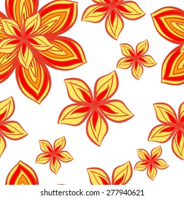 Seamless floral background. Vector orange flowers. Seamless vector pattern