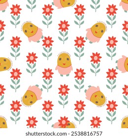 Fondo floral sin fisuras. Textura de Vector con lindas flores. 