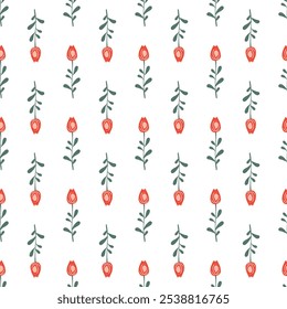 Seamless floral background. Vector texture with cute flowers. 