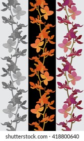 Seamless floral background of vertical stripes of different colors