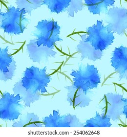 Seamless floral background with watercolor elements, vector.