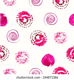 Seamless floral background. Watercolor pattern with flowers and plants. Handmade painting on a white background.