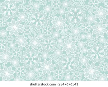 Seamless floral background with white lace leaves.Vector white lace branches with flowers