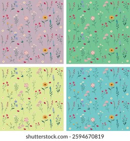 Seamless floral backgrounds, patterns. Abstract floral seamless patterns. Modern abstract design for paper, cover, fabric and other purposes. Vector illustration