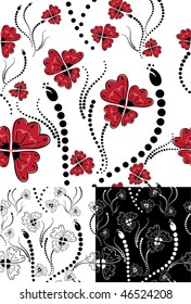 Seamless floral backgrounds set. Wallpaper pattern. Vector illustration (EPS8). All parts (object) closed, possibility to edit.